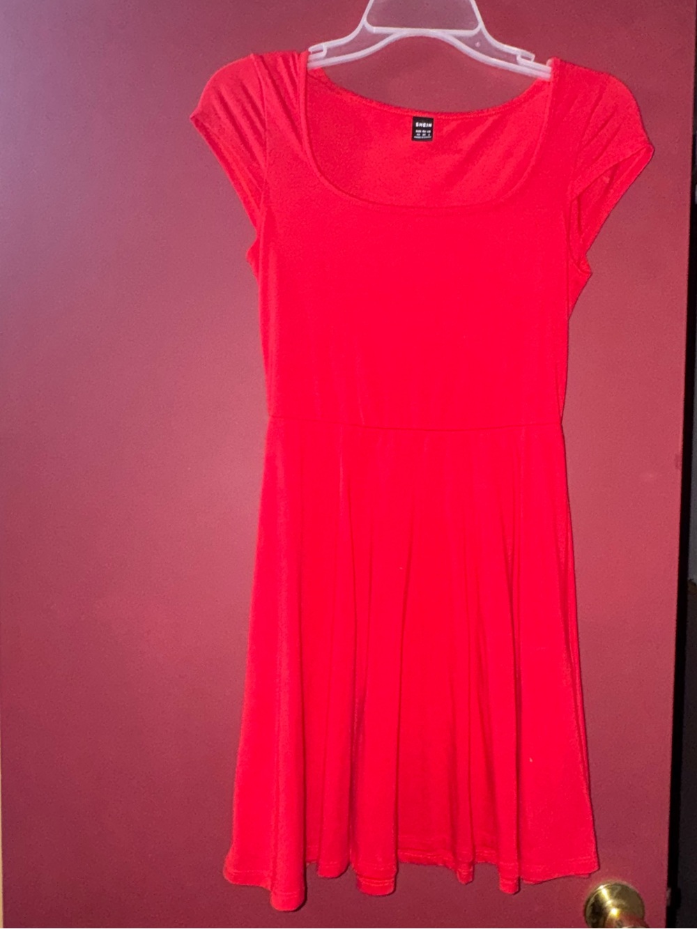 SHEIN Red Scoop Neck Fit & Flare Mini Dress